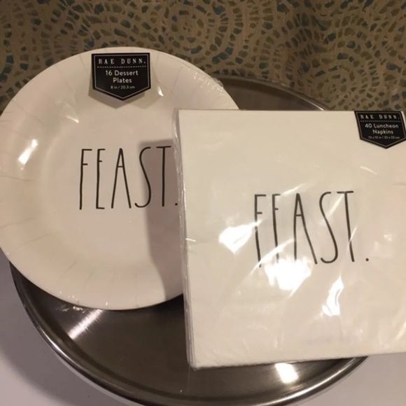 Rae Dunn FEAST Paper Plates and Napkins - Picture 1 of 5